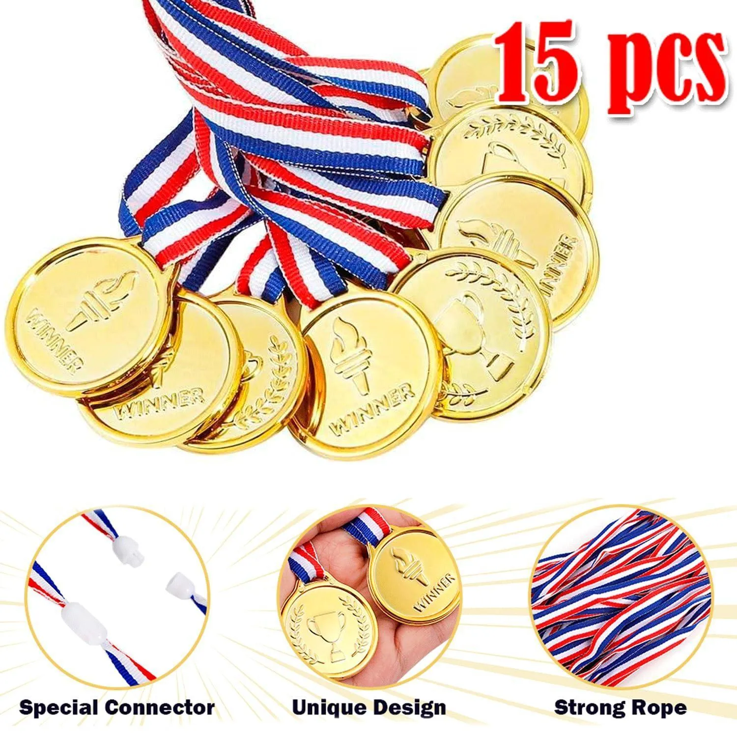 210 Pcs Sports Party Favors for Kids with Golden Winner Awards Medals Wristbands