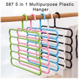 587 5 in 1 Multipurpose Plastic Hanger, Assorted (5-Layer)