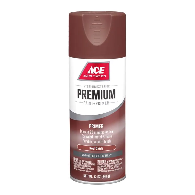 Ace Premium Smooth Red Oxide Paint   Primer Enamel Spray 12 oz