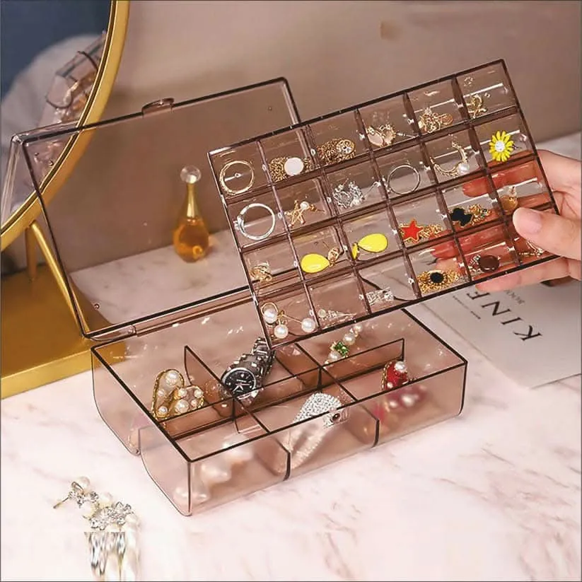 Acrylic Jewelry Organizer Box with 2 Drawers and 30 Compartments