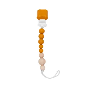 Color Pop Silicone   Wood Pacifier Clip - Golden Glow