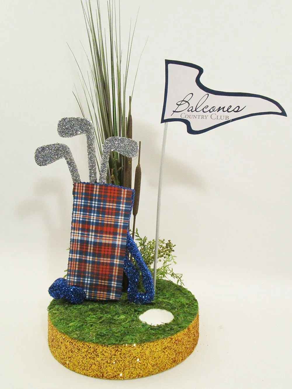 Custom Plaid Golf Bag Centerpiece