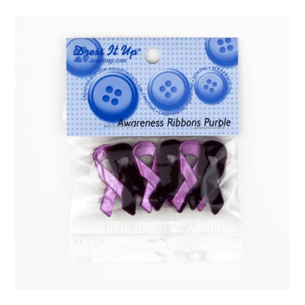 Dress It Up Embellishments Buttons - Awareness Ribbon - Purple*