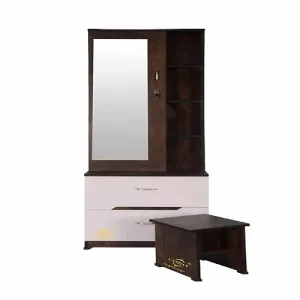 Engineered Wood Dressing Table with Mirror, 8 Shelves and 2 Drawer || Make up Table / Dressing Table with Stool