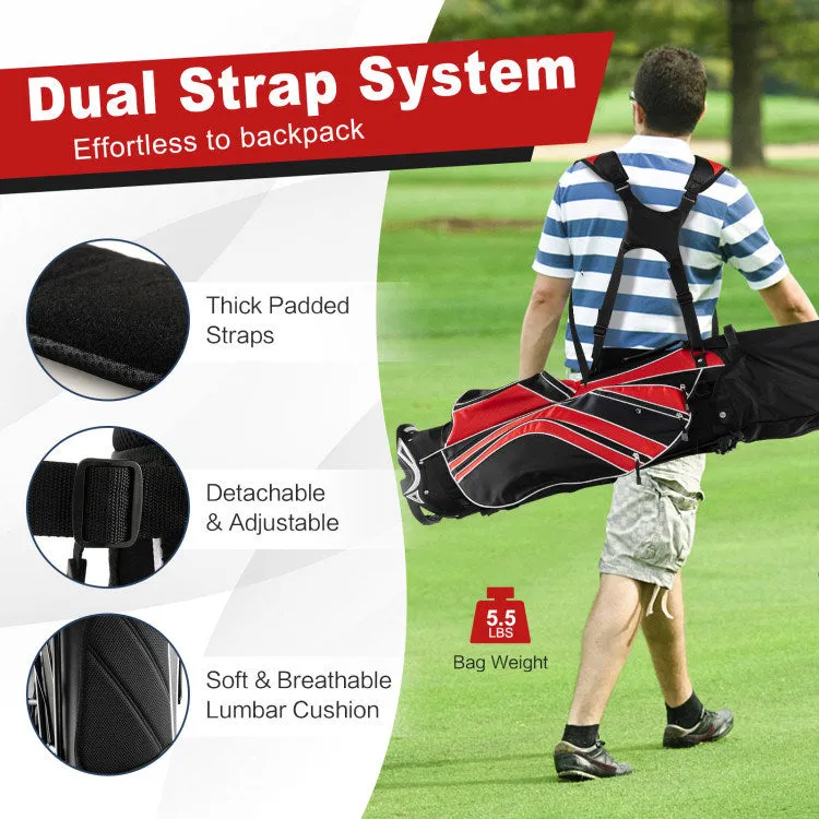 Golf Stand Cart Bag with 6-Way Divider Carry Pockets