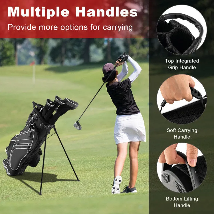 Golf Stand Cart Bag with 6-Way Divider Carry Pockets