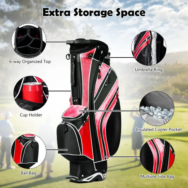 Golf Stand Cart Bag with 6-Way Divider Carry Pockets