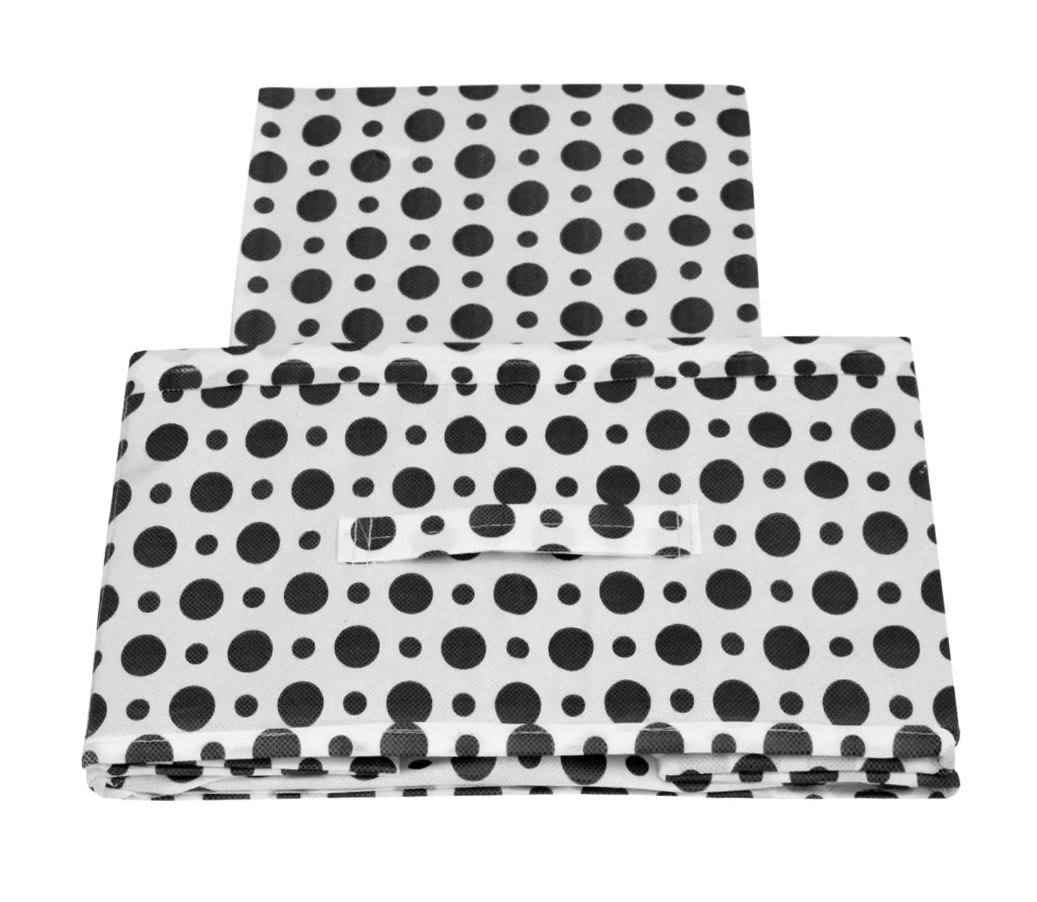 Kuber Industries Dot Printed Flodable Storage Box For Toys|Storage Box For Clothes|Drawer Storage and Cloth Organizer|Pack of 2 (Black & White) cotton, Rectangular