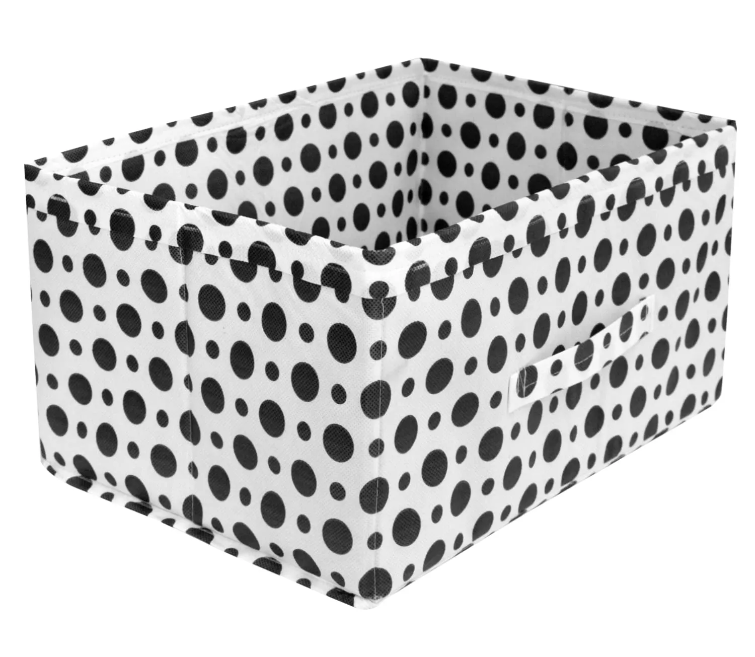 Kuber Industries Dot Printed Flodable Storage Box For Toys|Storage Box For Clothes|Drawer Storage and Cloth Organizer|Pack of 2 (Black & White) cotton, Rectangular