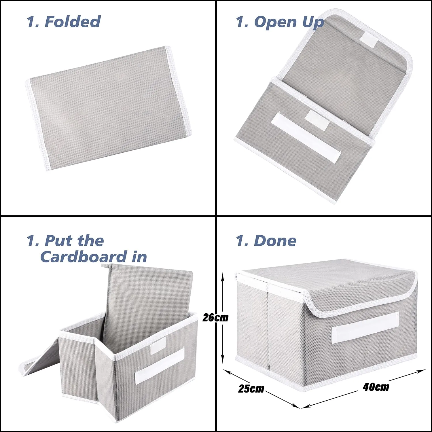 Kuber Industries Drawer Storage Box | Foldable Dhakkan Storage Box | Non-Woven Clothes Organizer For Toys | Storage Box with Handle | Large | Pack of 4 | Multi