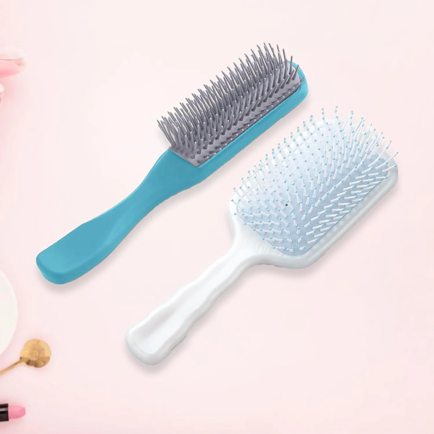 Kuber Industries Hair Brush | Flexible Bristles Brush | Hair Brush with Paddle | Straightens & Detangles Hair Brush | Suitable For All Hair Types | Hair Brush Styling Hair | Set of 2 | Blue & Blue