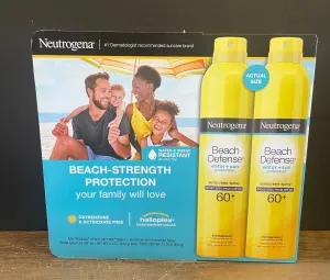 <€€ New Neutragena Dual Pack Beach Strength Defense Water Sun 60  SPF Protection Sunscreen Spray Helioplex