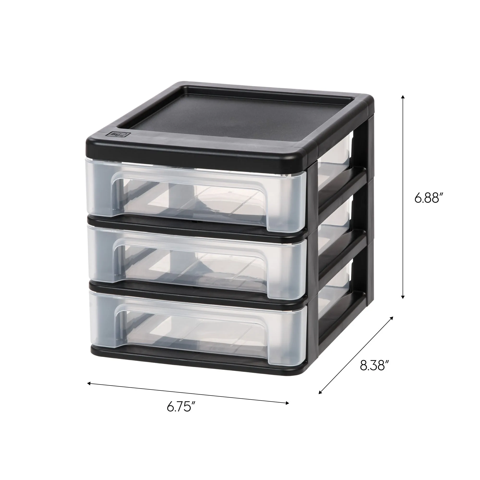 Mini 3 Drawer Desktop Organizer, Black, 2 Pack