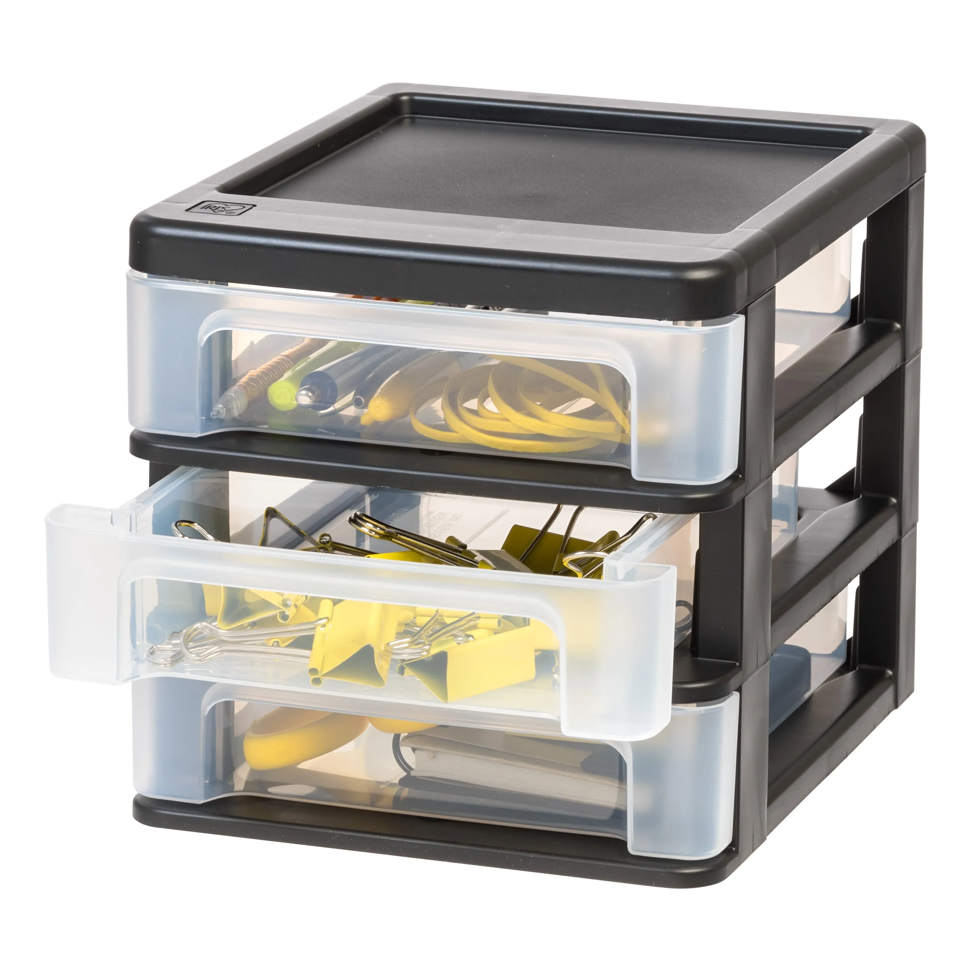 Mini 3 Drawer Desktop Organizer, Black, 2 Pack