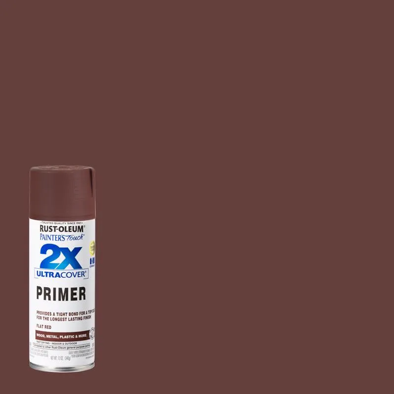 Rust-Oleum Painters Touch 2X Ultra Cover Flat Red Paint Primer Spray Paint 12 oz