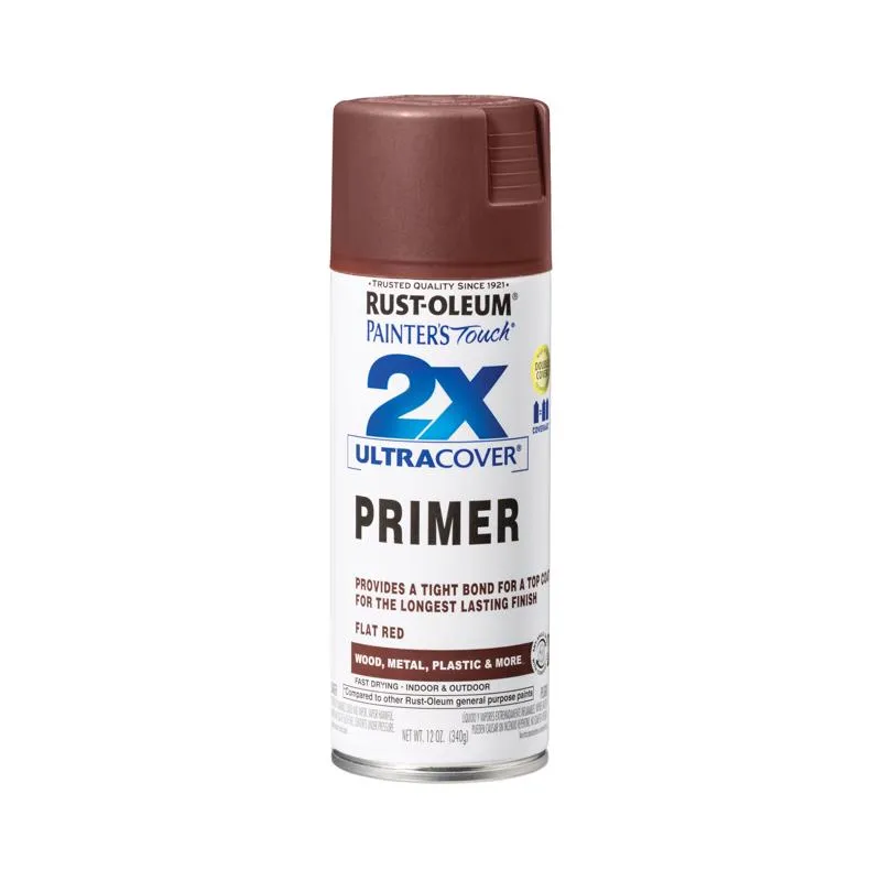 Rust-Oleum Painters Touch 2X Ultra Cover Flat Red Paint Primer Spray Paint 12 oz