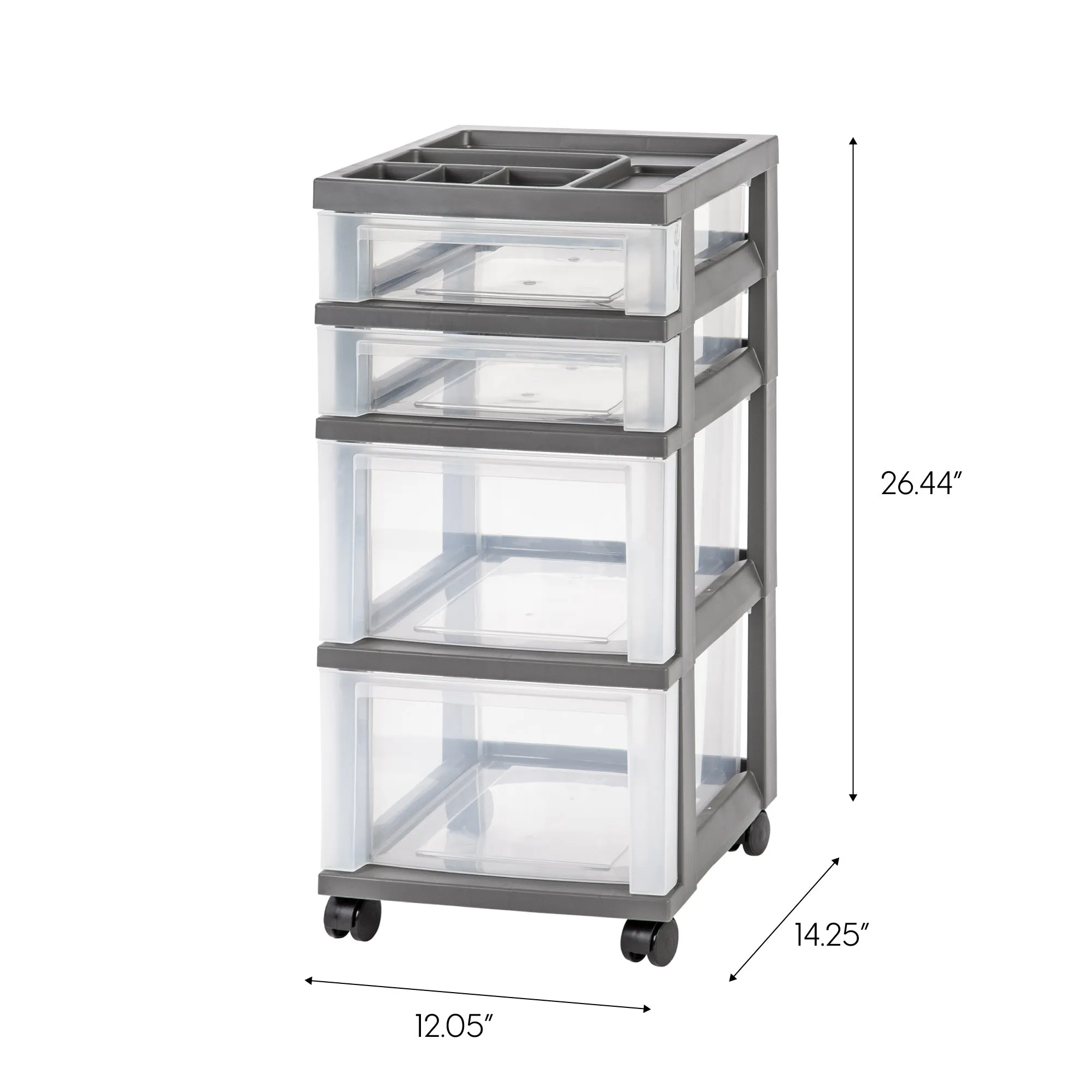 Storage Cart with Organizer Top - 4 Drawer