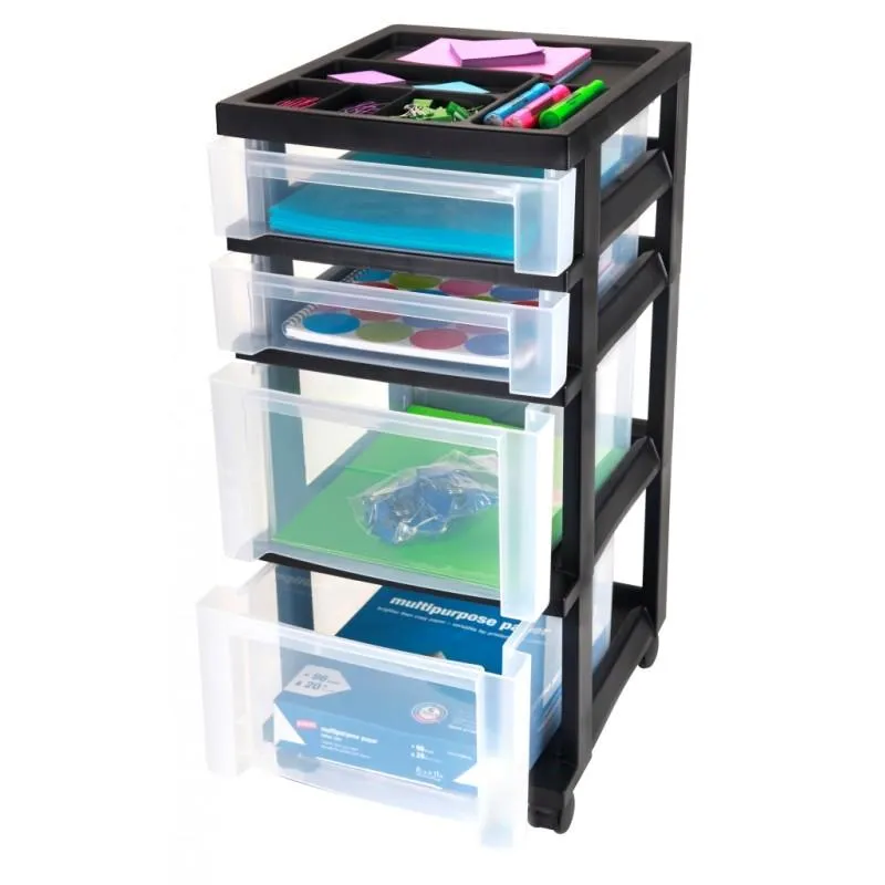 Storage Cart with Organizer Top - 4 Drawer