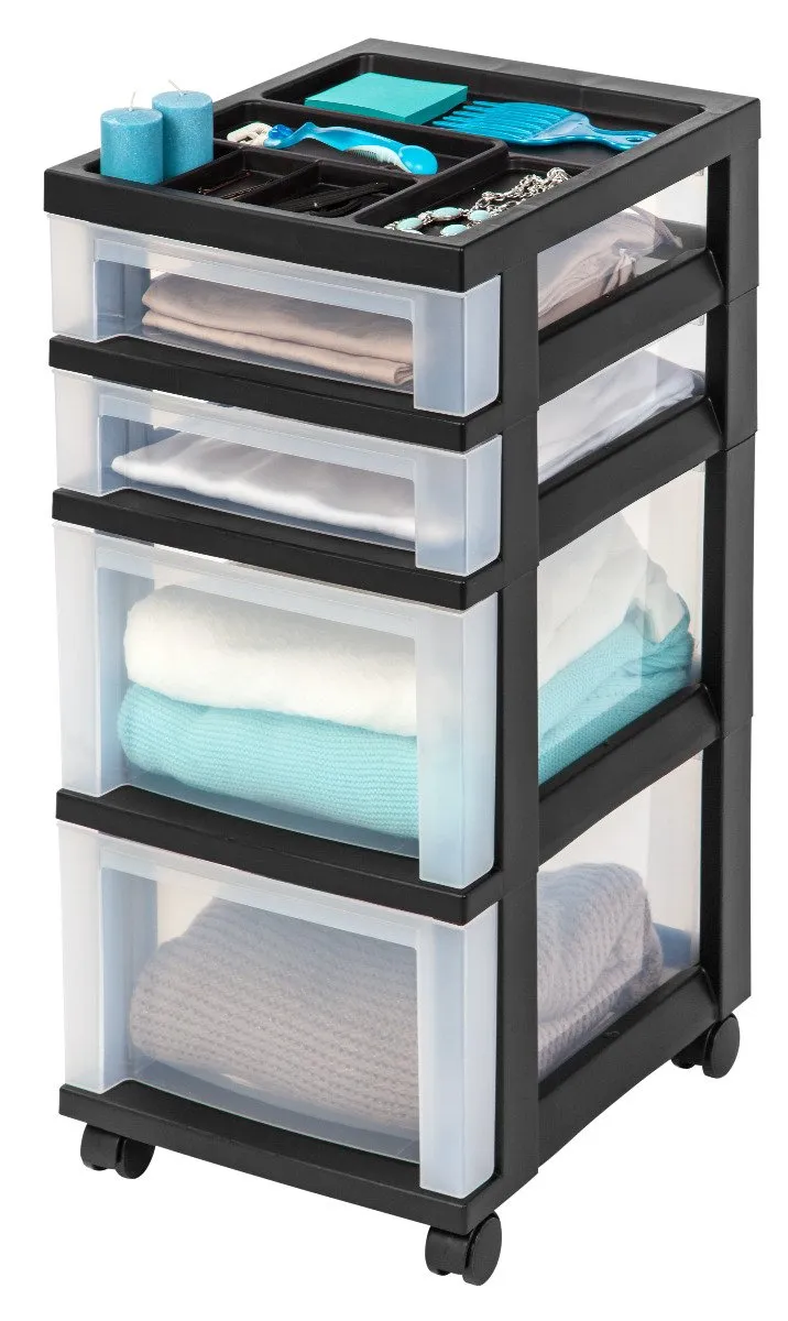 Storage Cart with Organizer Top - 4 Drawer