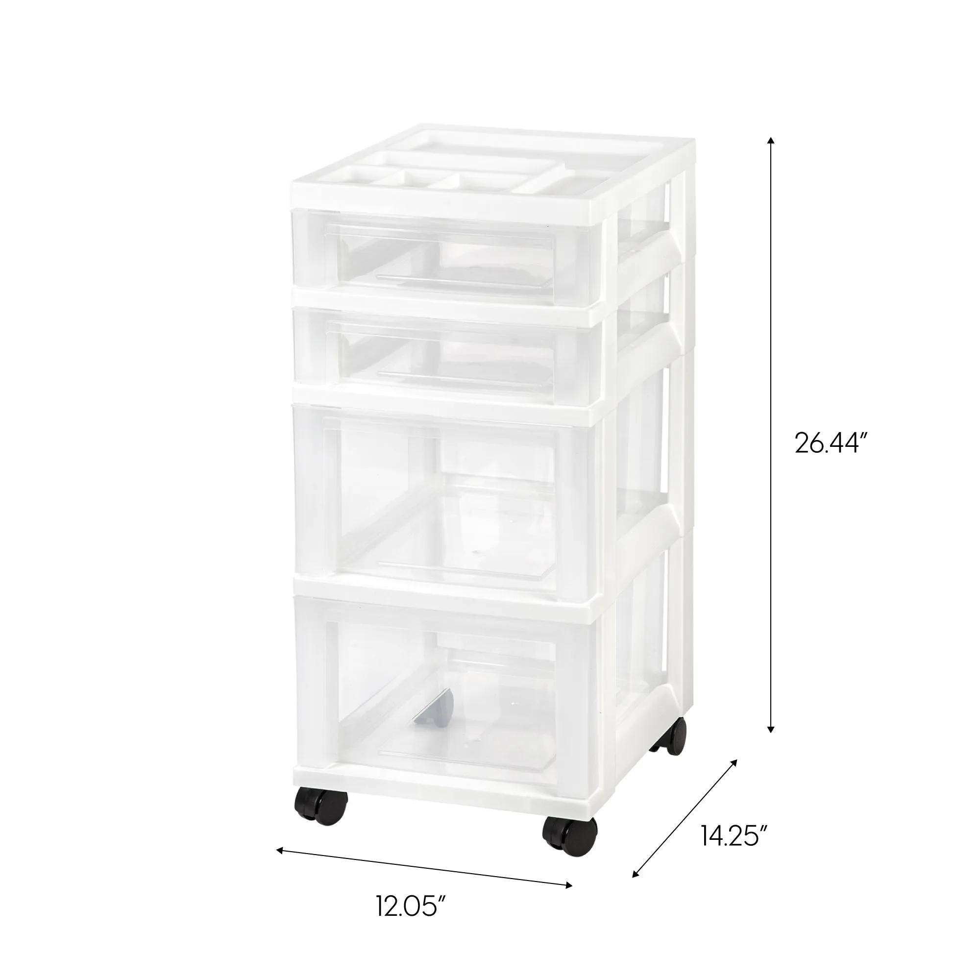 Storage Cart with Organizer Top - 4 Drawer