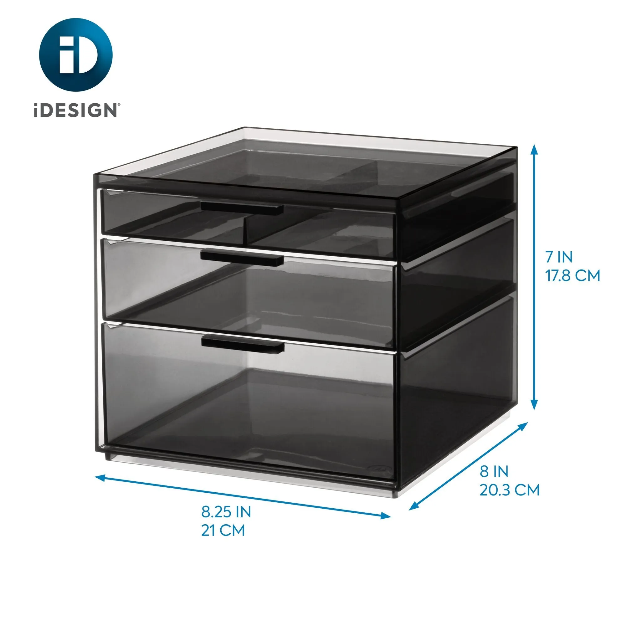 Tall Plastic Cosmetic 3-Drawer Organizer