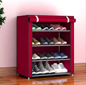 Zizer Shoe Racks for Home (4_Maroon_L)